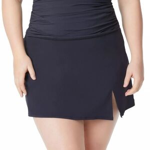 Kore Womens High Waist Skirted Bikini Bottom Swimwear Black Plus Size 22W New